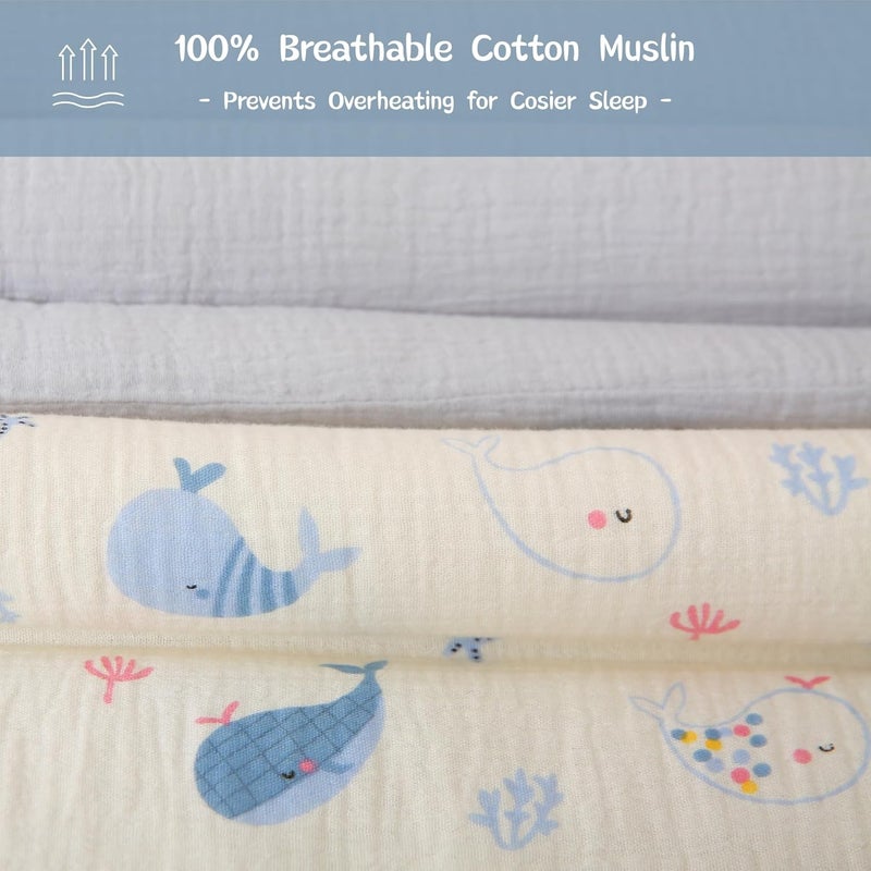 CLoucl Cotton Muslin Toddler Comforter/Quilt,Ultra Soft & Breathble Muslin Toddler Blanket,All Season Baby Blankets for Boys and Girls, Machine Washable,41"x48" - Image 5